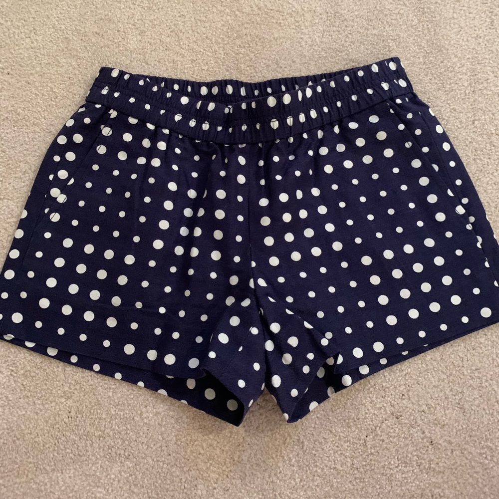 JCrew Navy and White Polka Dot Shorts